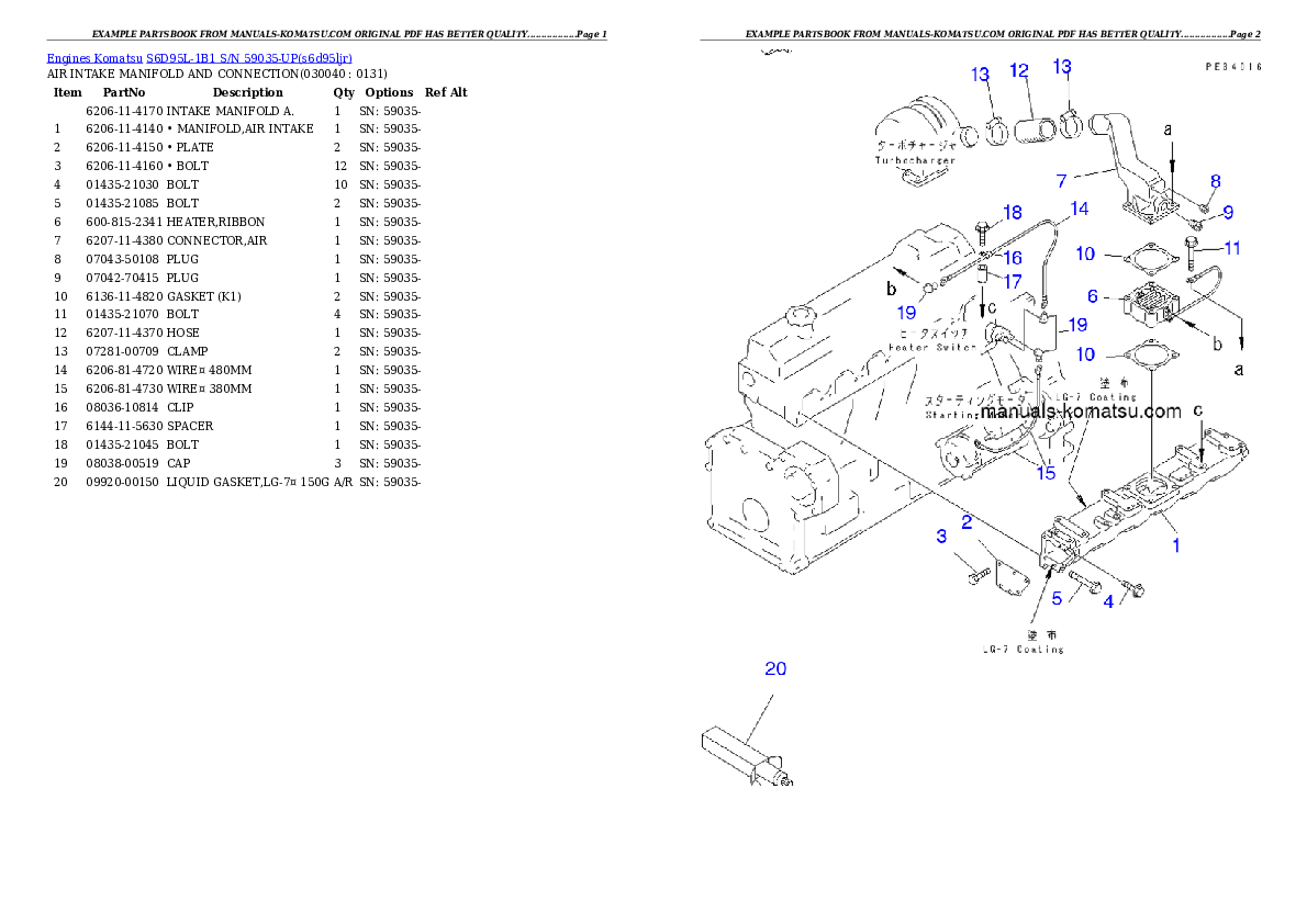Protected: S6D95L-1B1 S/N 59035-UP Partsbook