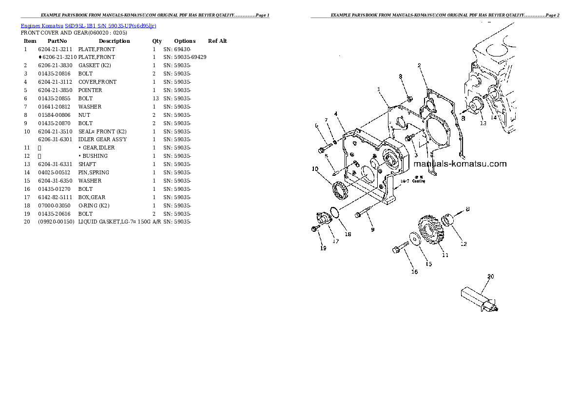 Protected: S6D95L-1B1 S/N 59035-UP Partsbook