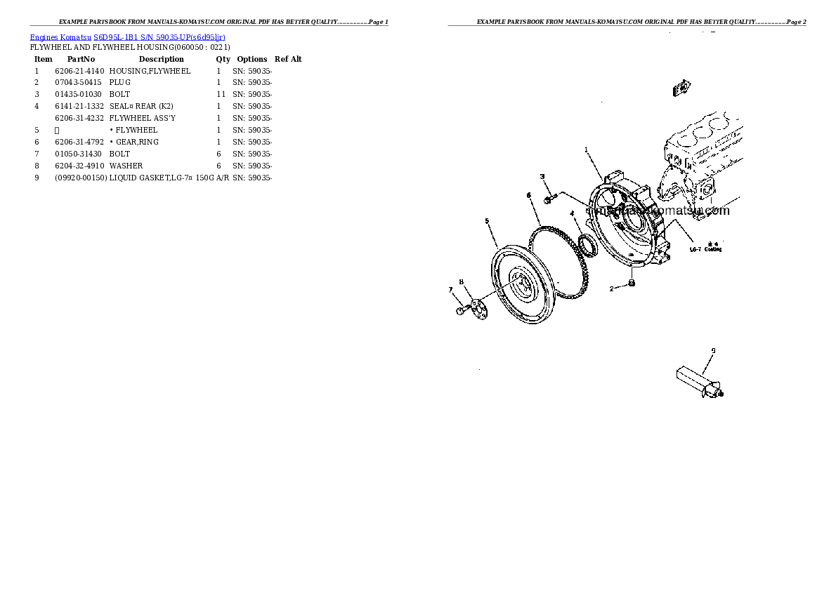 Protected: S6D95L-1B1 S/N 59035-UP Partsbook