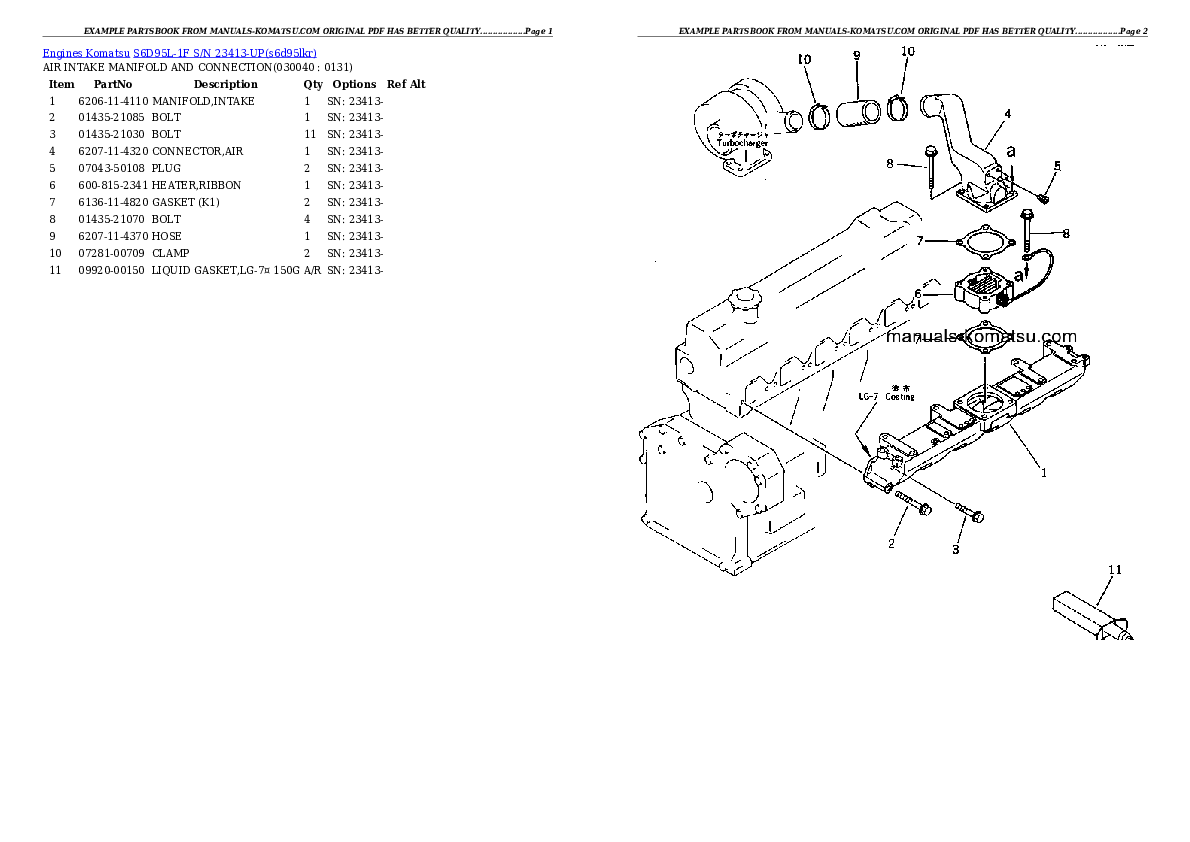 Protected: S6D95L-1F S/N 23413-UP Partsbook