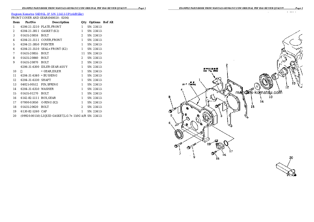 Protected: S6D95L-1F S/N 23413-UP Partsbook