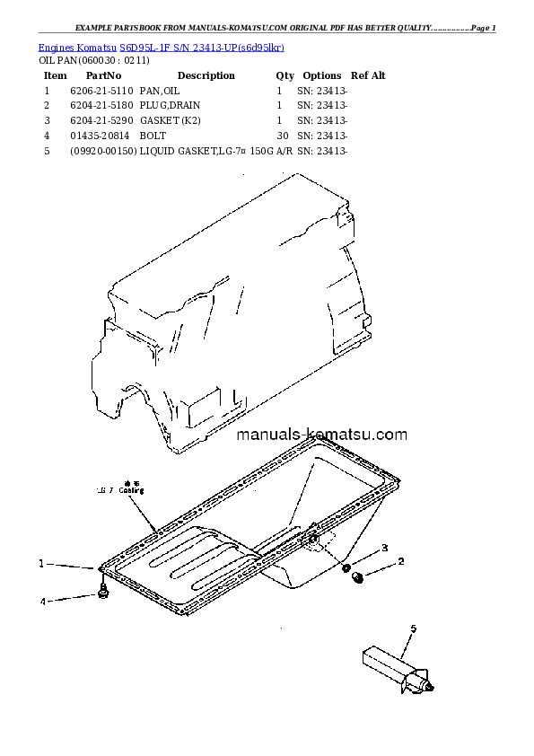 Protected: S6D95L-1F S/N 23413-UP Partsbook