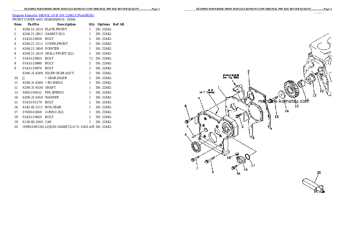 Protected: S6D95L-1G-B S/N 22842-UP Partsbook