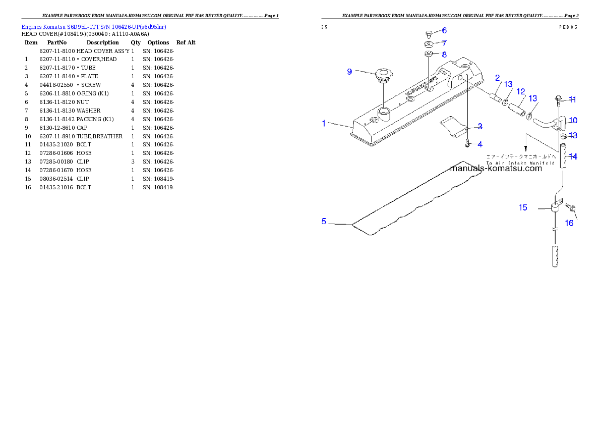 Protected: S6D95L-1TT S/N 106426-UP Partsbook