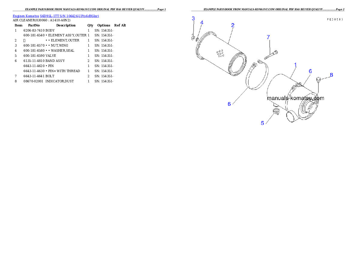 Protected: S6D95L-1TT S/N 106426-UP Partsbook