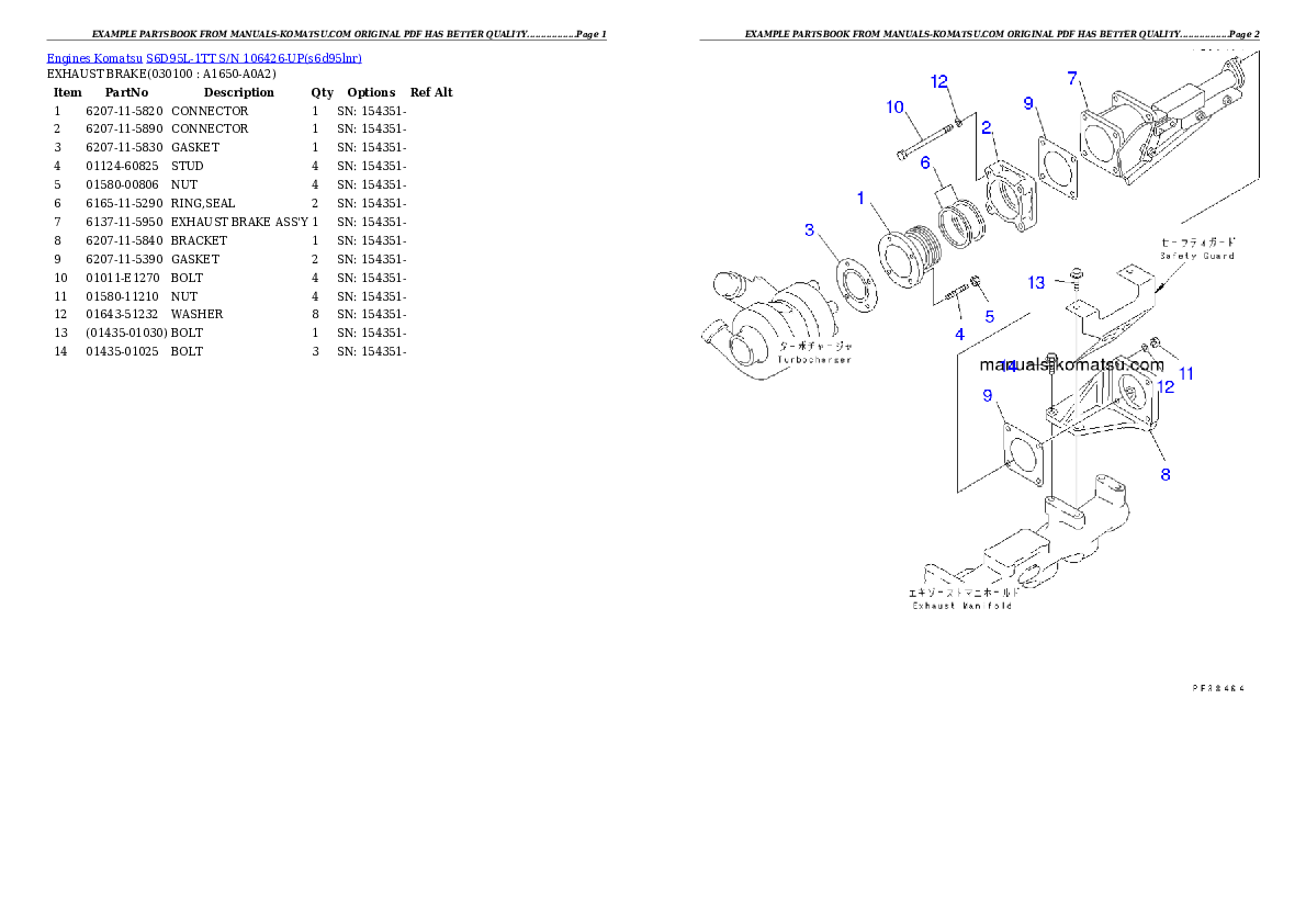 Protected: S6D95L-1TT S/N 106426-UP Partsbook