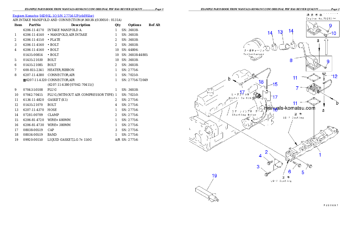 Protected: S6D95L-1Q S/N 27756-UP Partsbook