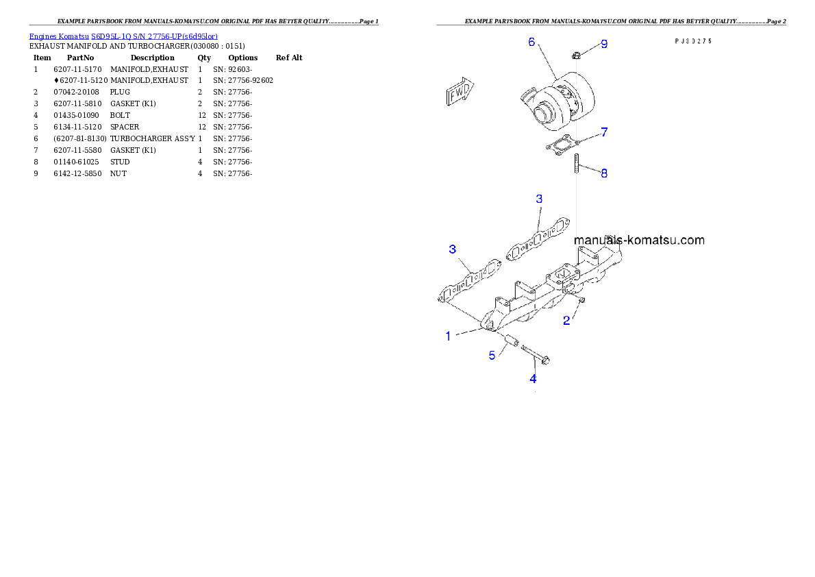 Protected: S6D95L-1Q S/N 27756-UP Partsbook