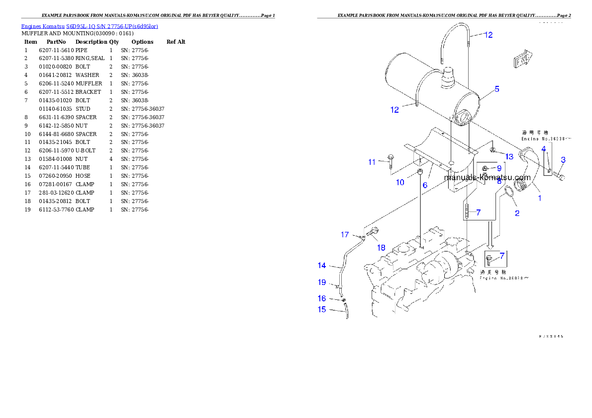 Protected: S6D95L-1Q S/N 27756-UP Partsbook