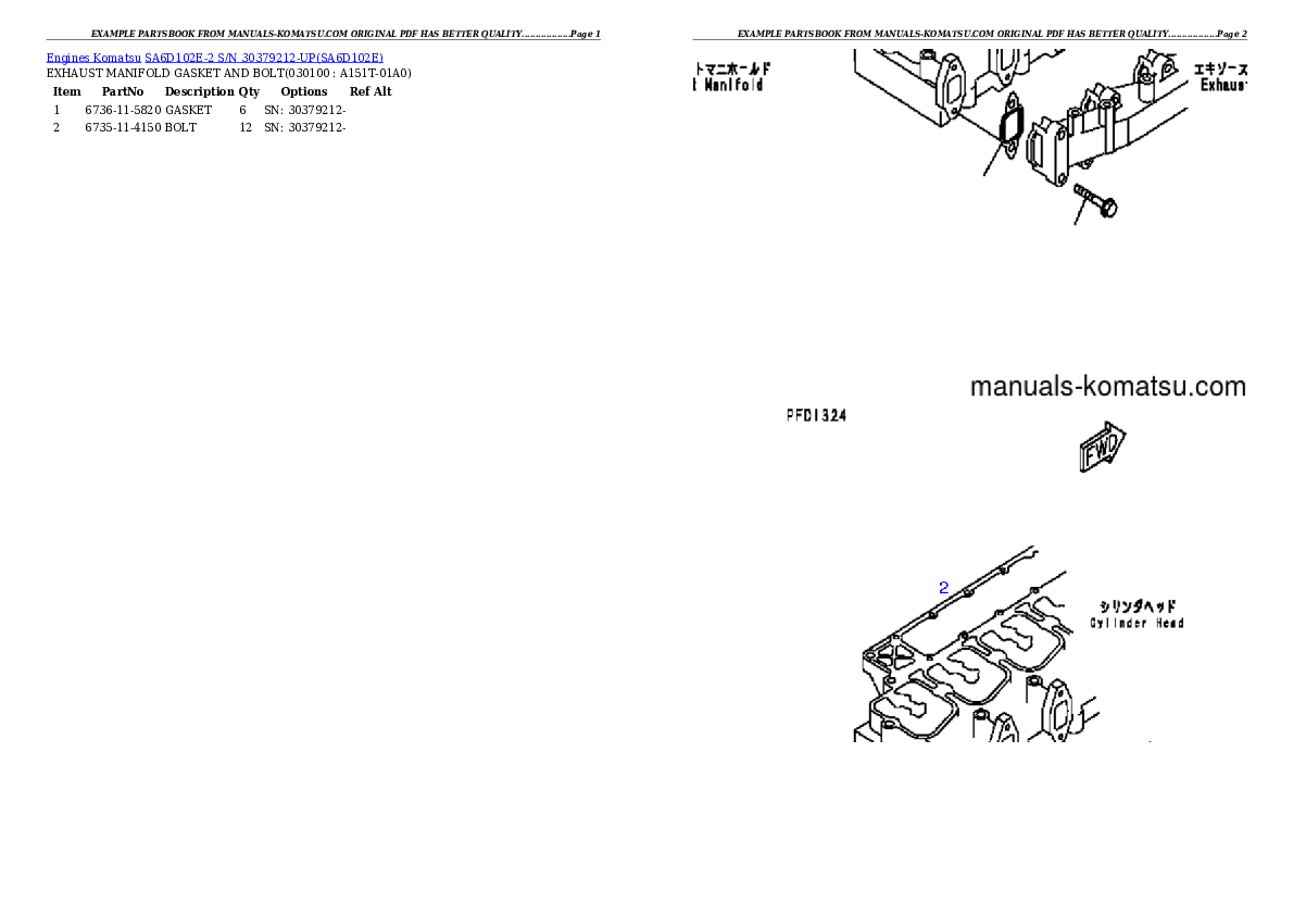 Protected: SA6D102E-2N-M S/N 26318973-UP (FD80HD-8) Partsbook