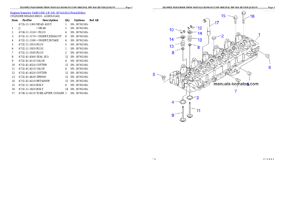 SA6D102E-2-B S/N 30763165-UP Partsbook