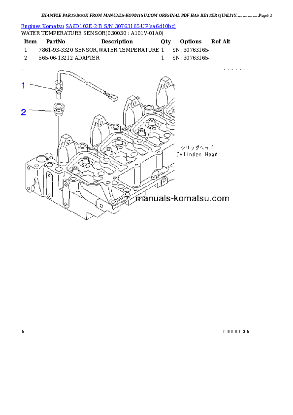 SA6D102E-2-B S/N 30763165-UP Partsbook