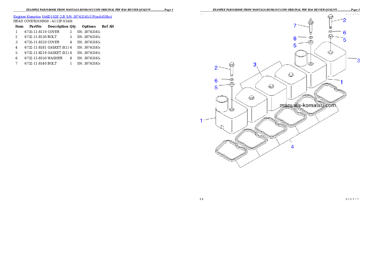 Protected: SA6D102E-2-B S/N 30763165-UP Partsbook