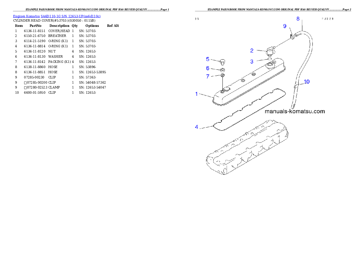Protected: SA6D110-1G S/N 12653-UP Partsbook