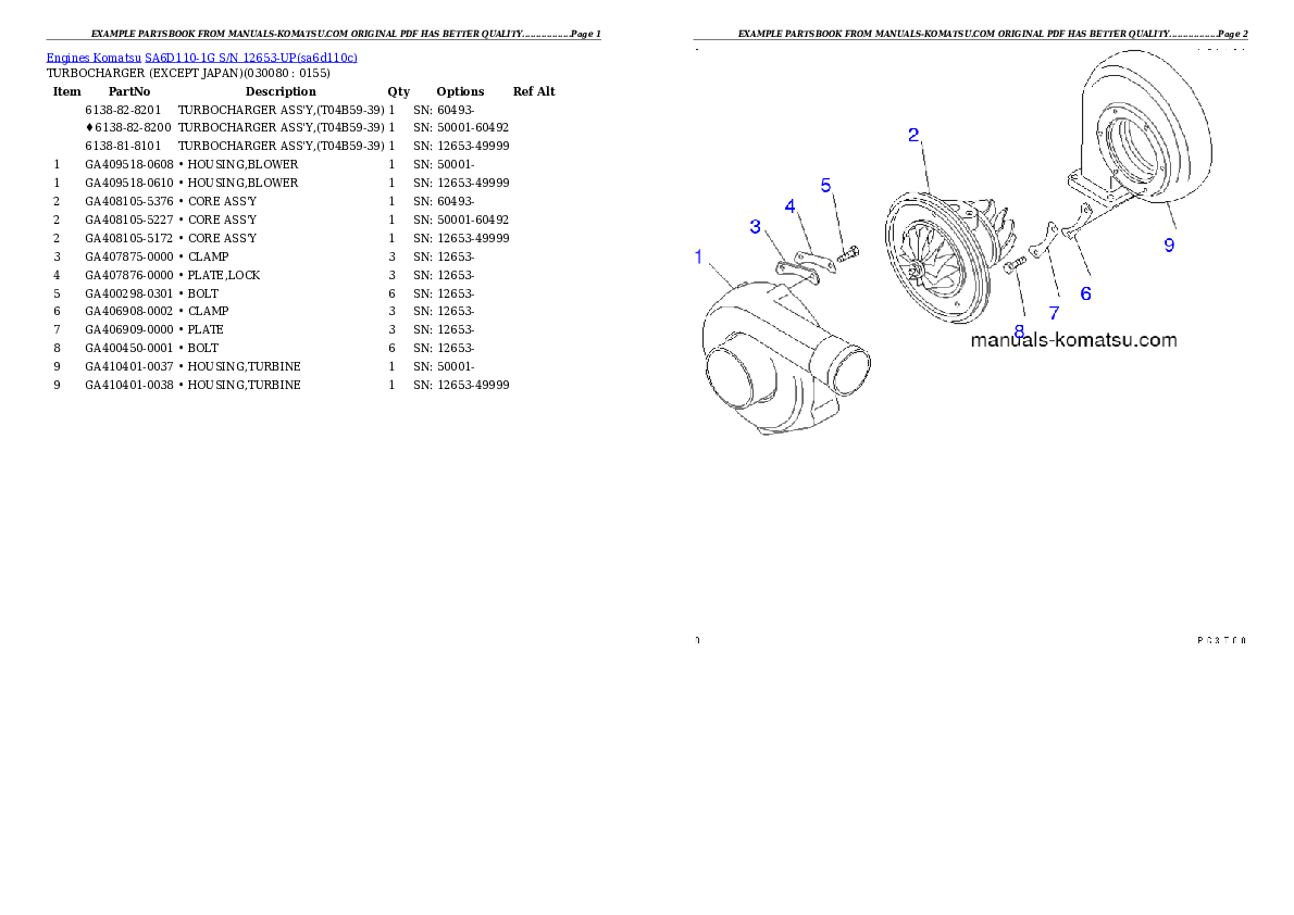 Protected: SA6D110-1G S/N 12653-UP Partsbook
