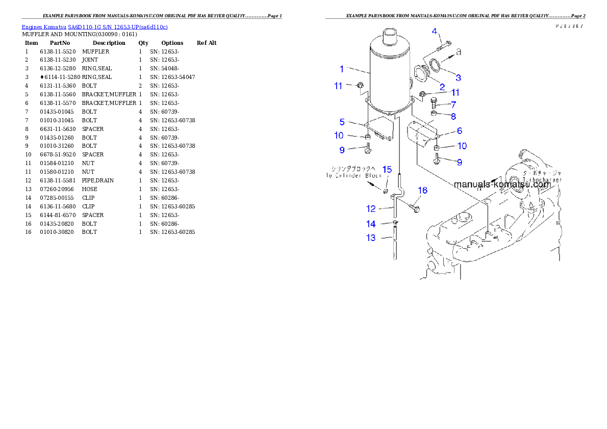 Protected: SA6D110-1G S/N 12653-UP Partsbook