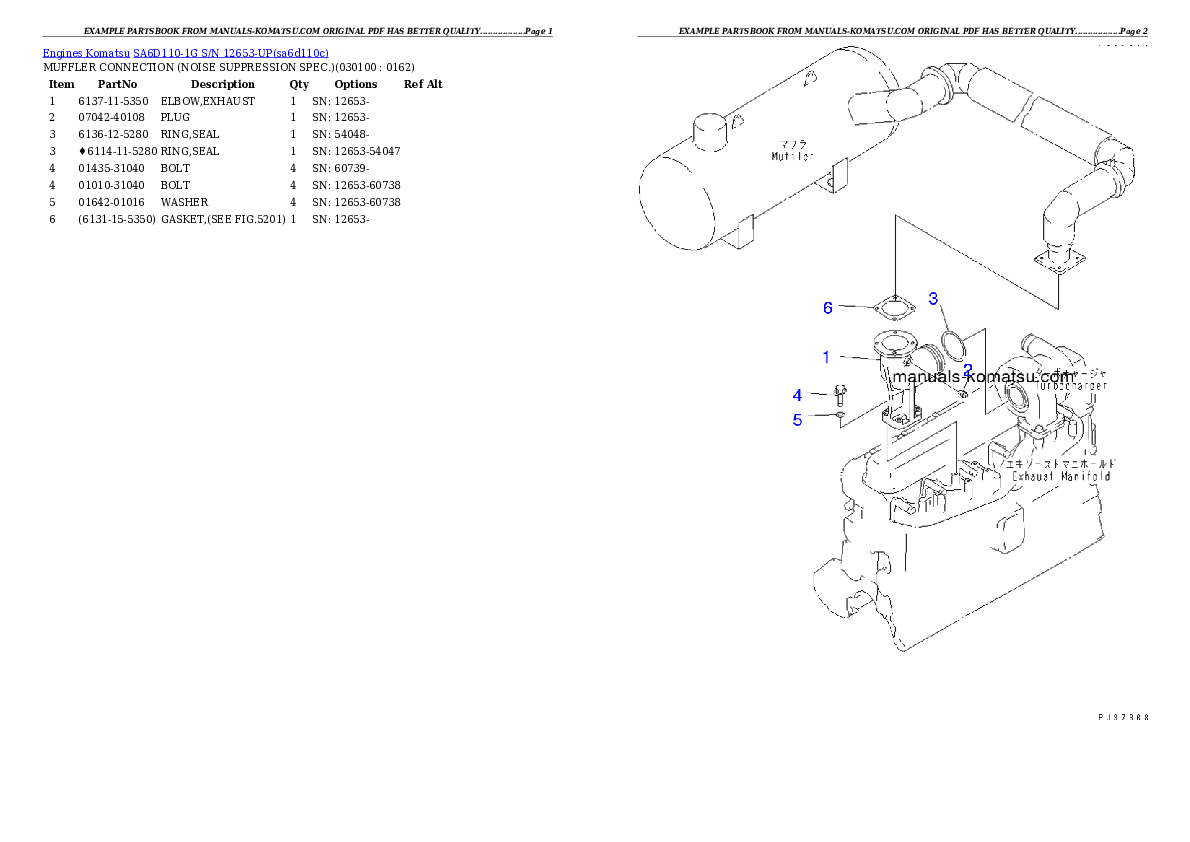 Protected: SA6D110-1G S/N 12653-UP Partsbook