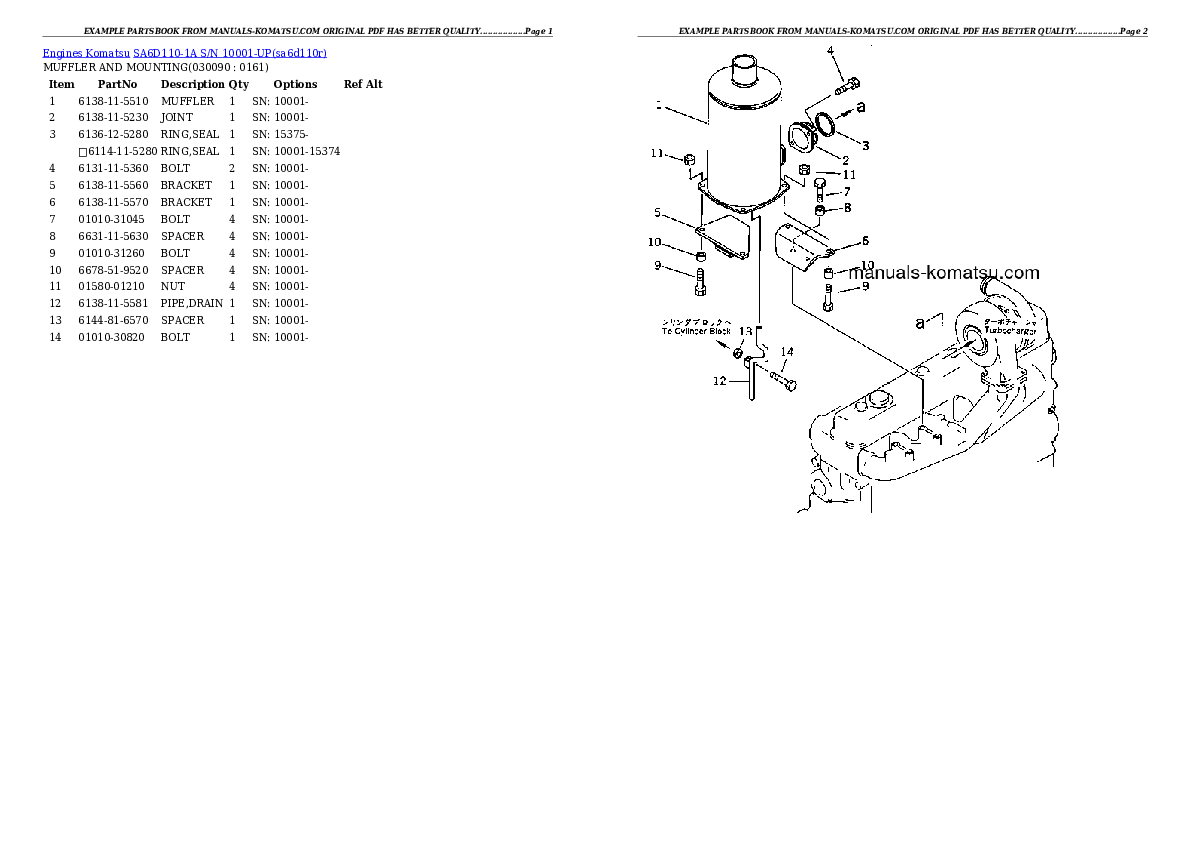 Protected: SA6D110-1A S/N 10001-UP Partsbook