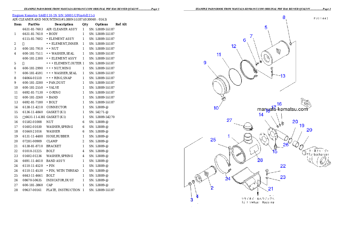 Protected: SA6D110-1N S/N 50001-UP Partsbook