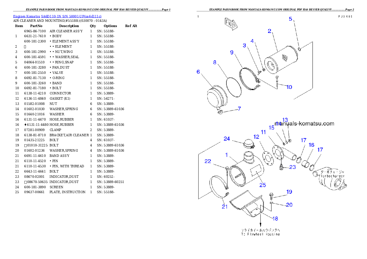 Protected: SA6D110-1N S/N 50001-UP Partsbook