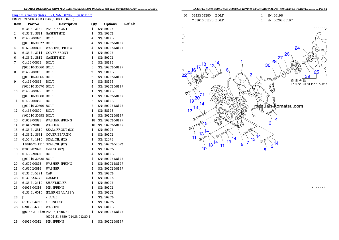 Protected: SA6D110-1J S/N 50202-UP Partsbook