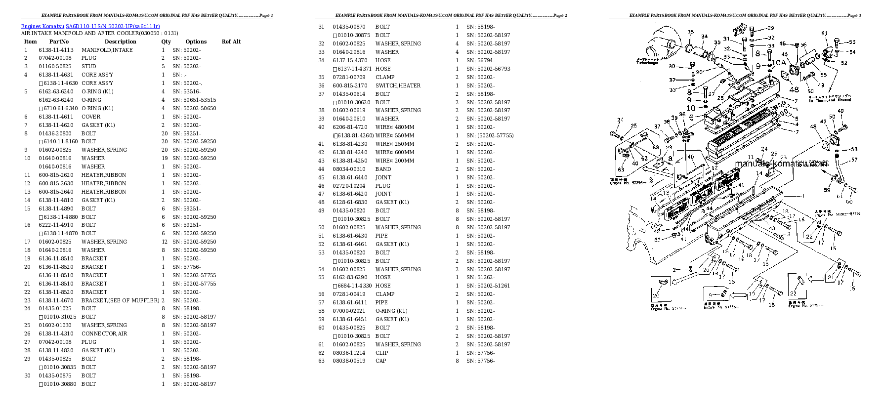 Protected: SA6D110-1J S/N 50202-UP Partsbook