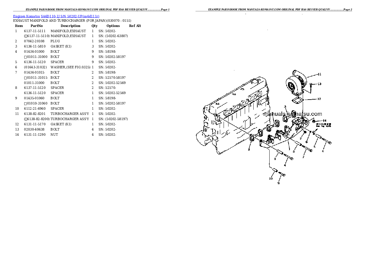 Protected: SA6D110-1J S/N 50202-UP Partsbook