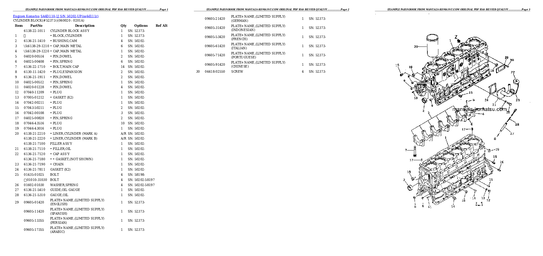 Protected: SA6D110-1J S/N 50202-UP Partsbook