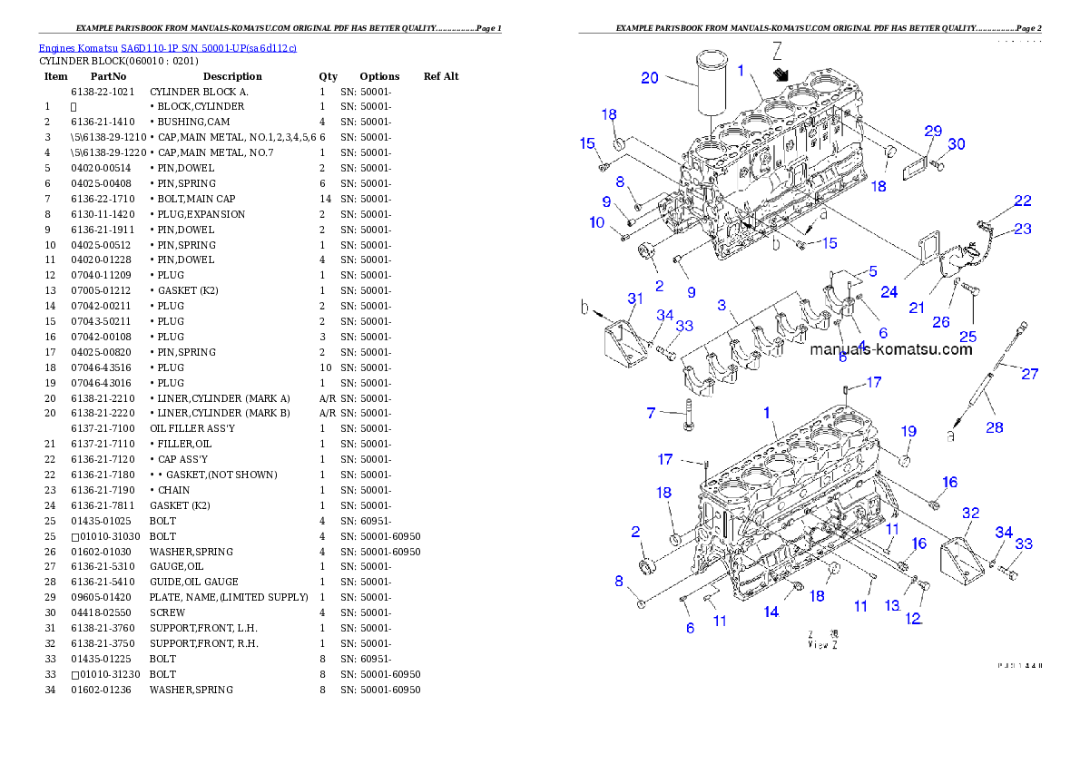 Protected: SA6D110-1P S/N 50001-UP Partsbook