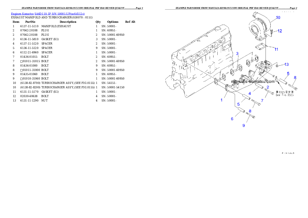 Protected: SA6D110-1P S/N 50001-UP Partsbook