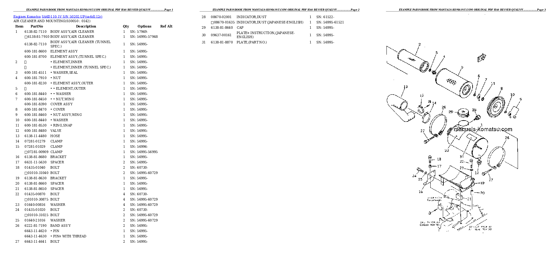 Protected: SA6D110-1V S/N 50202-UP Partsbook