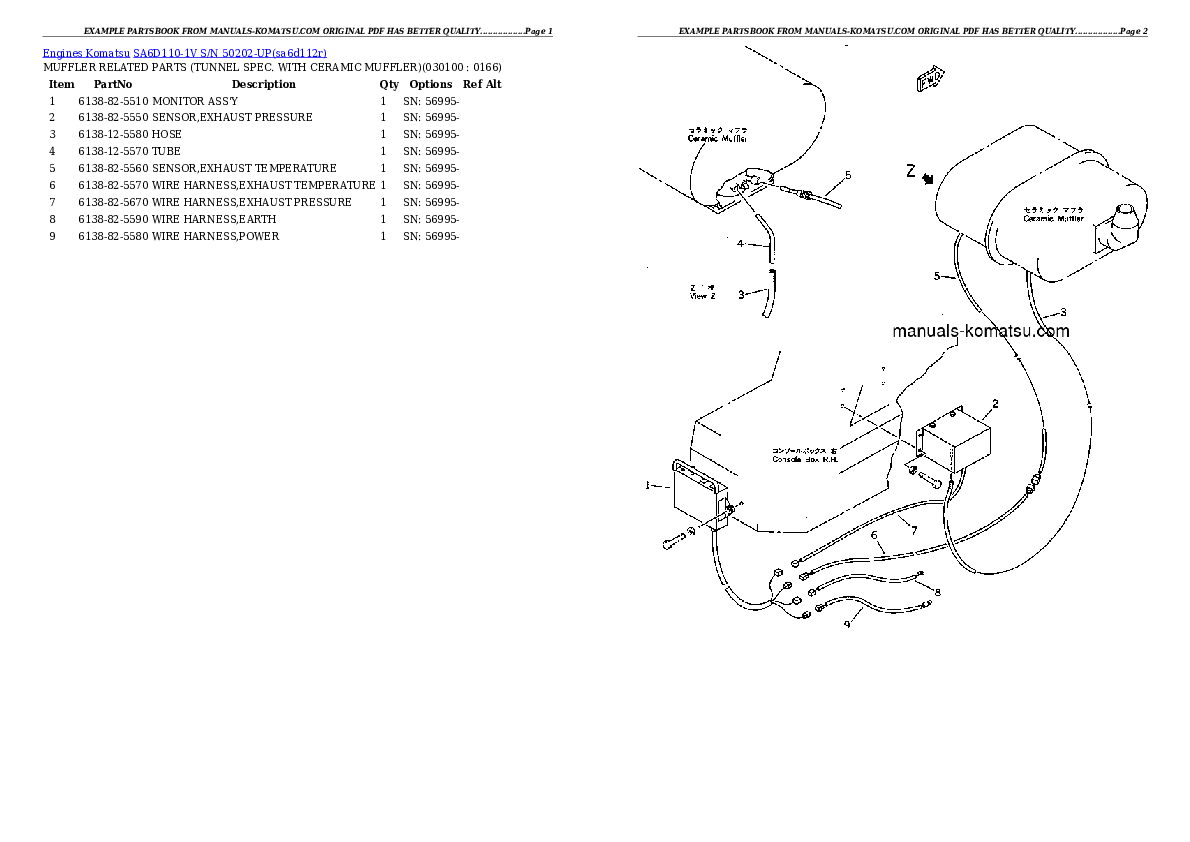 Protected: SA6D110-1V S/N 50202-UP Partsbook