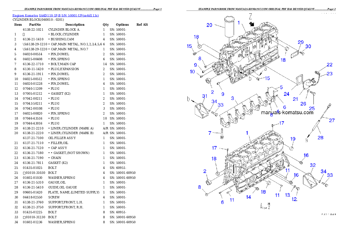 Protected: SA6D110-1P-B S/N 50001-UP Partsbook