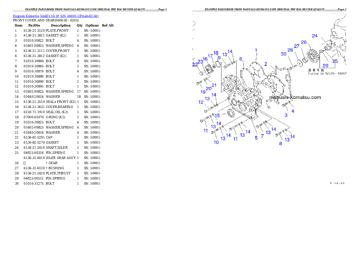 Protected: SA6D110-1F S/N 50001-UP Partsbook