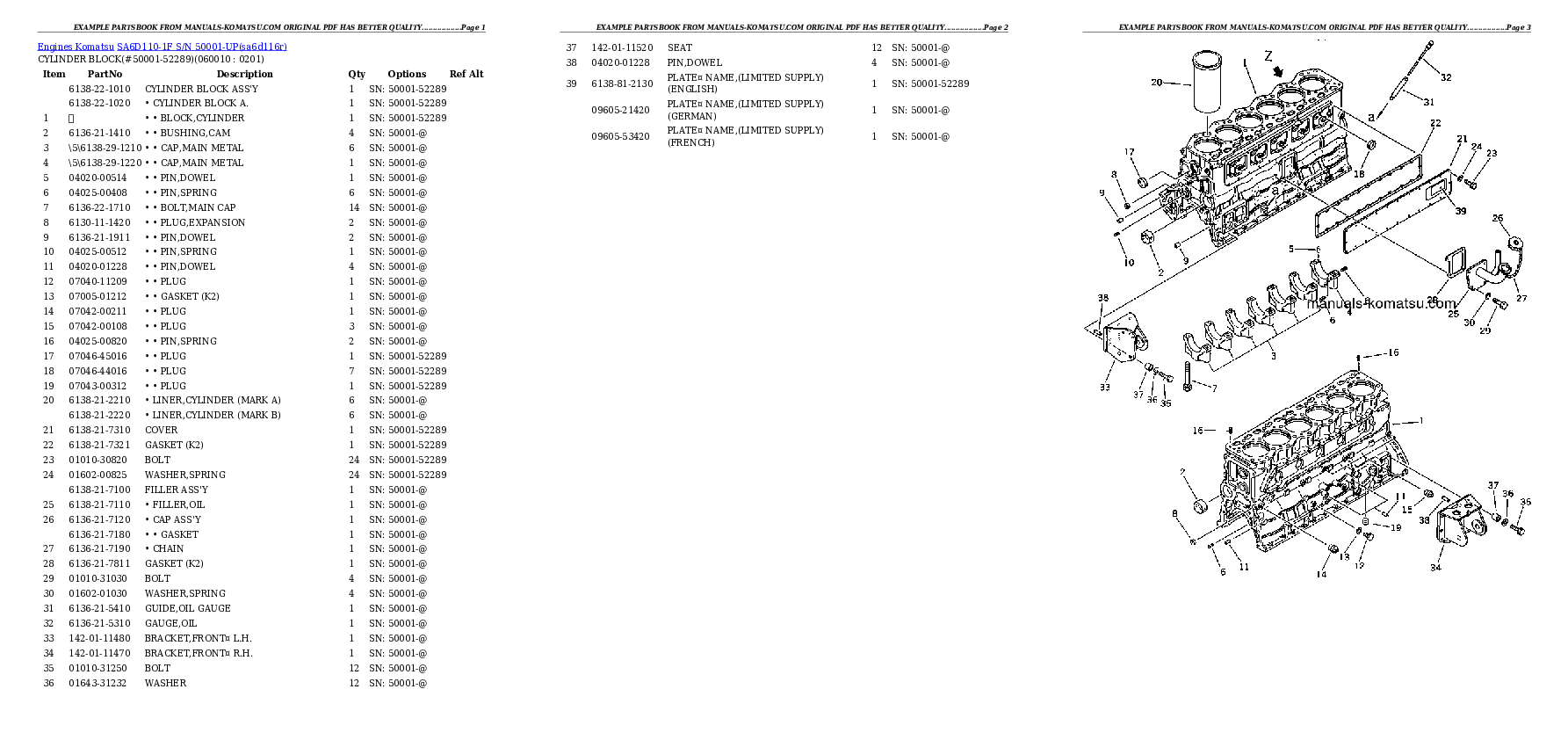 Protected: SA6D110-1F S/N 50001-UP Partsbook