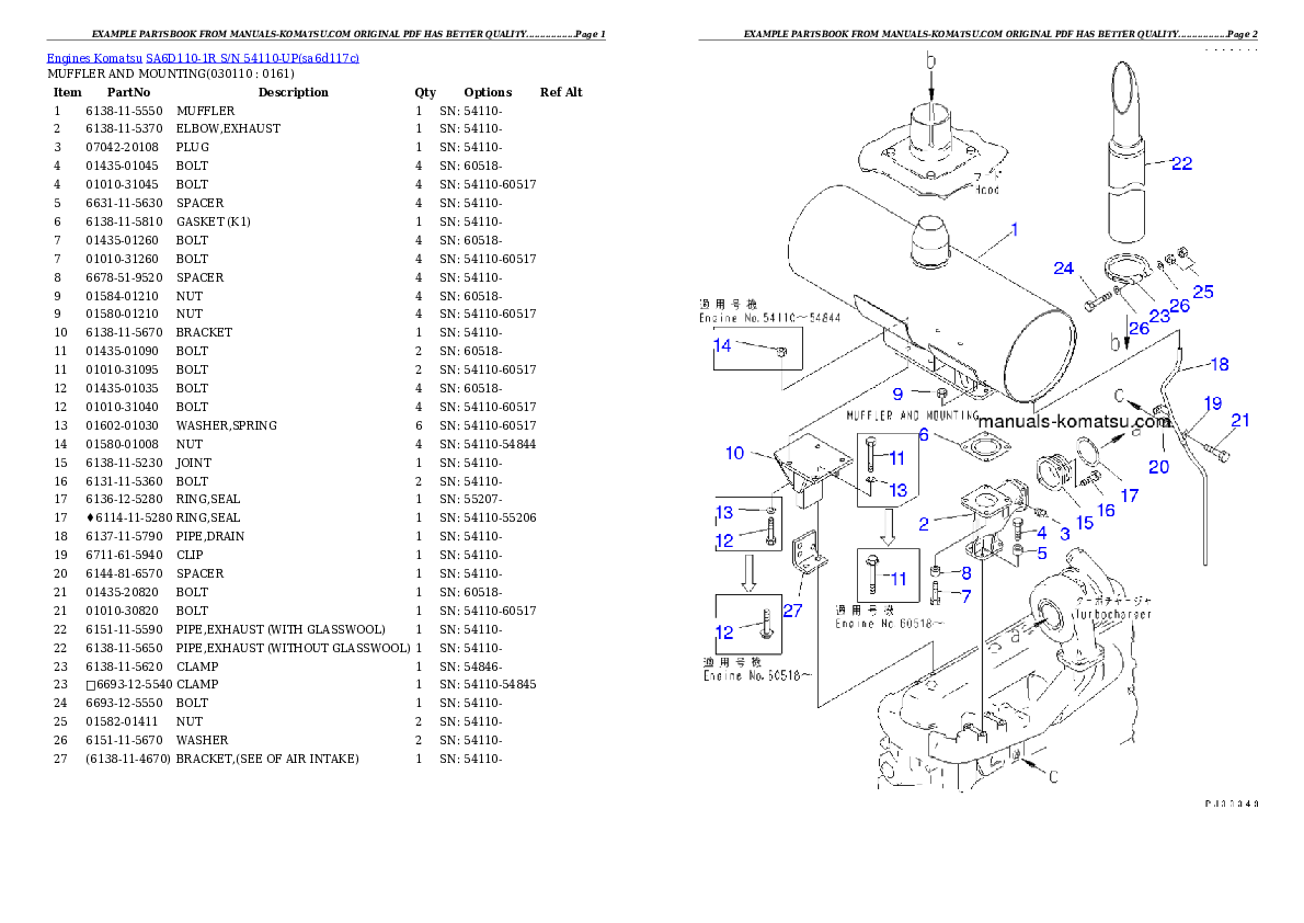 Protected: SA6D110-1R S/N 54110-UP Partsbook