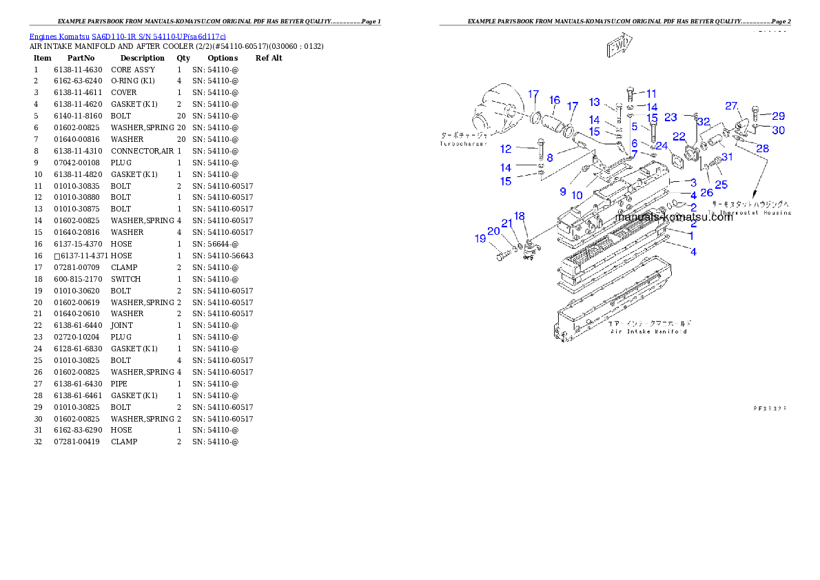 Protected: SA6D110-1R S/N 54110-UP Partsbook