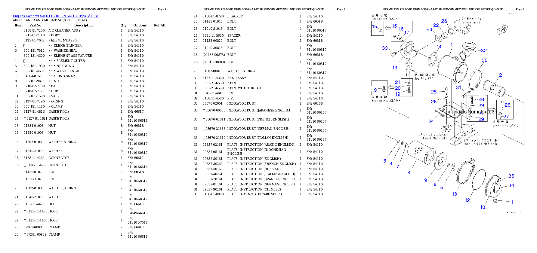 Protected: SA6D110-1R S/N 54110-UP Partsbook