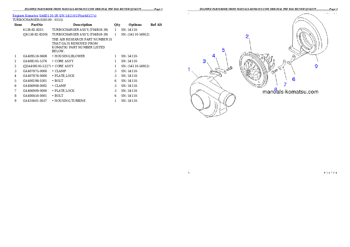 Protected: SA6D110-1R S/N 54110-UP Partsbook