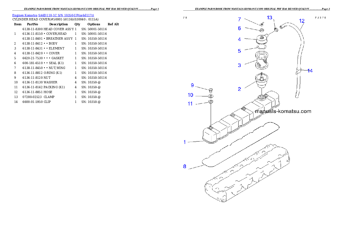 Protected: SA6D110-1C S/N 10350-UP Partsbook