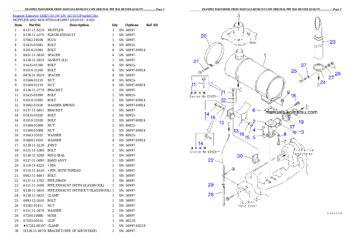 Protected: SA6D110-1W S/N 54110-UP Partsbook