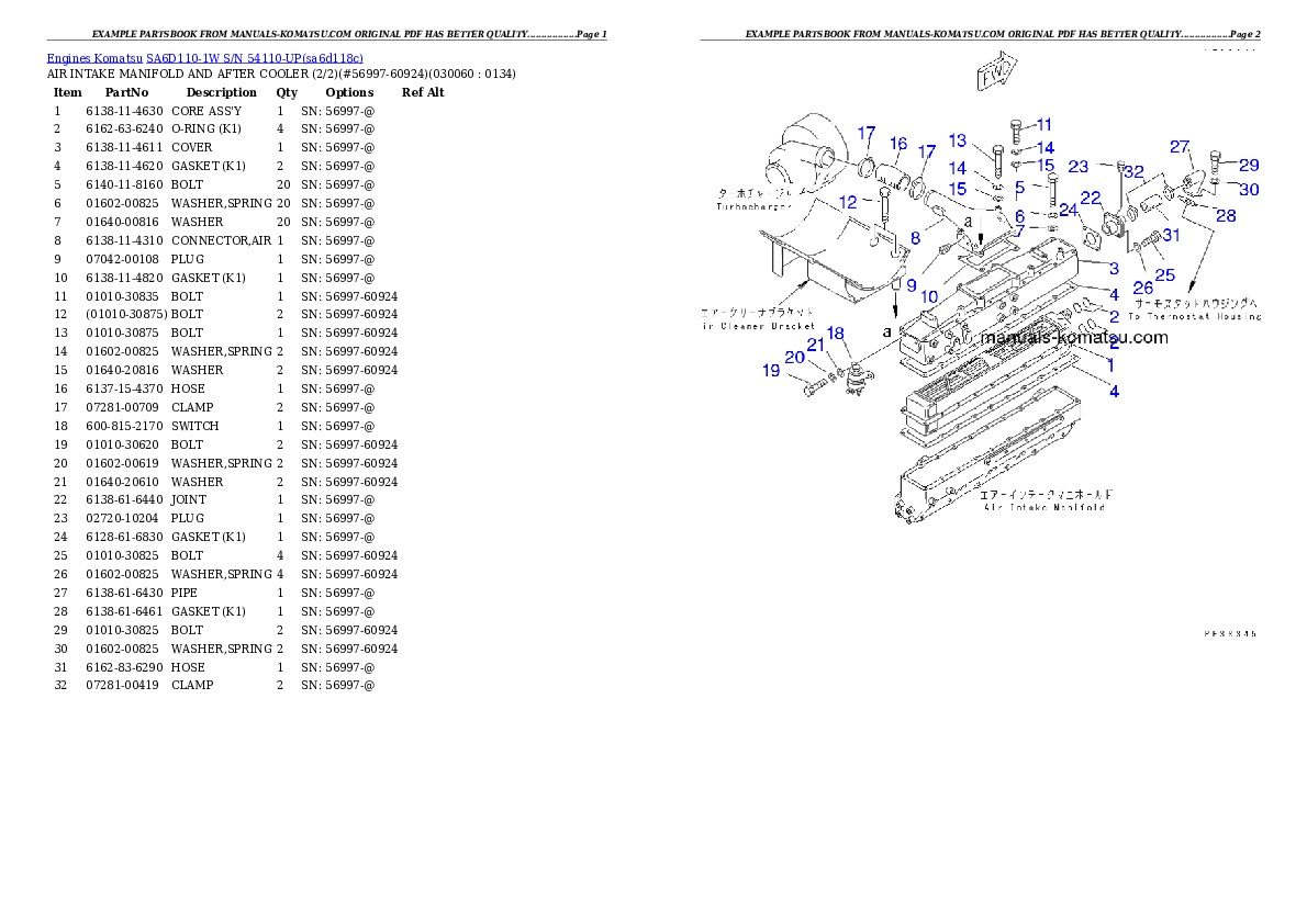 Protected: SA6D110-1W S/N 54110-UP Partsbook