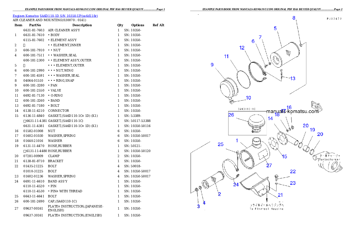 Protected: SA6D110-1D S/N 10350-UP Partsbook