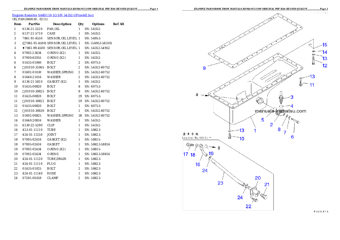 Protected: SA6D110-1Q S/N 54352-UP Partsbook