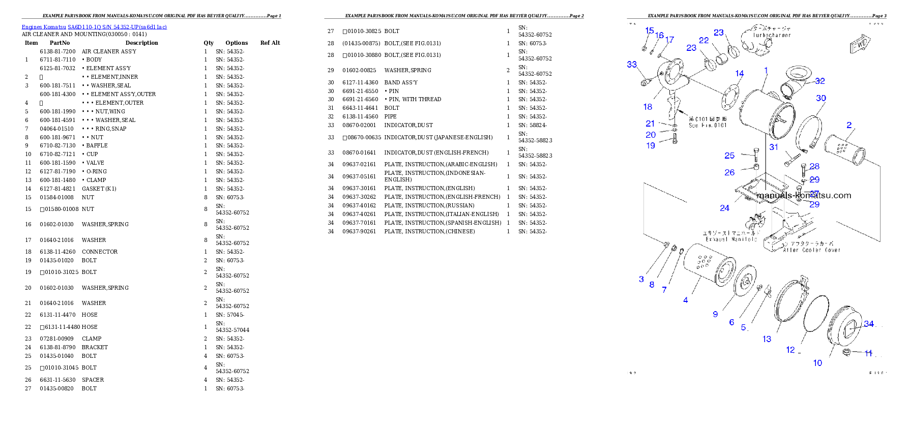 Protected: SA6D110-1Q S/N 54352-UP Partsbook