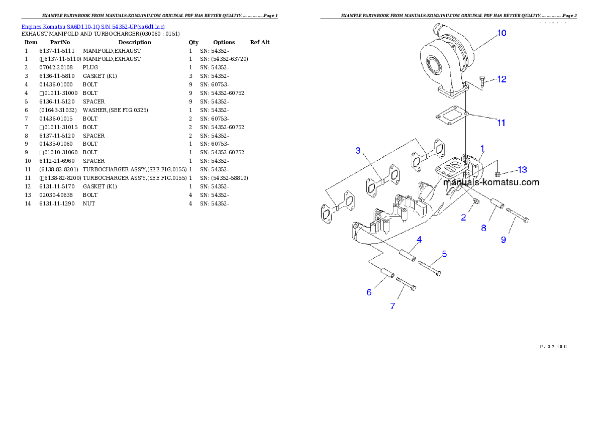 Protected: SA6D110-1Q S/N 54352-UP Partsbook