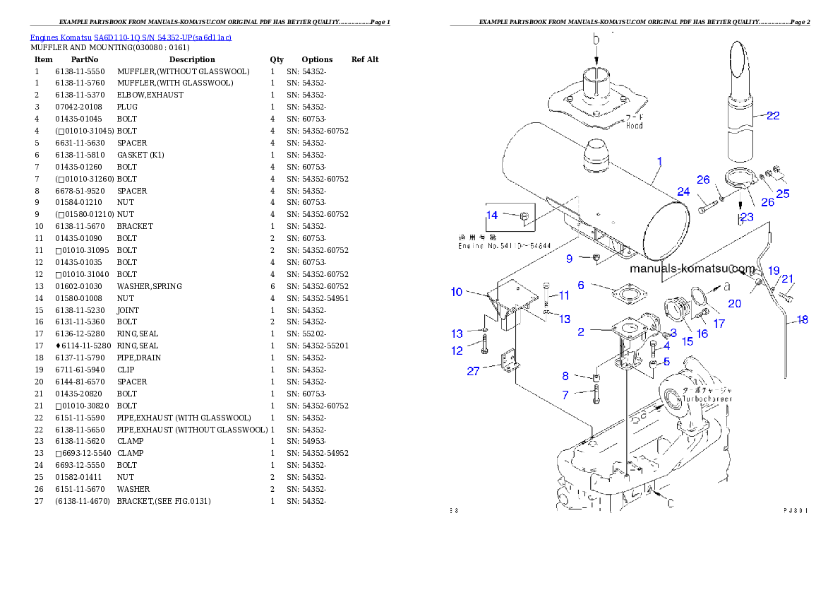Protected: SA6D110-1Q S/N 54352-UP Partsbook