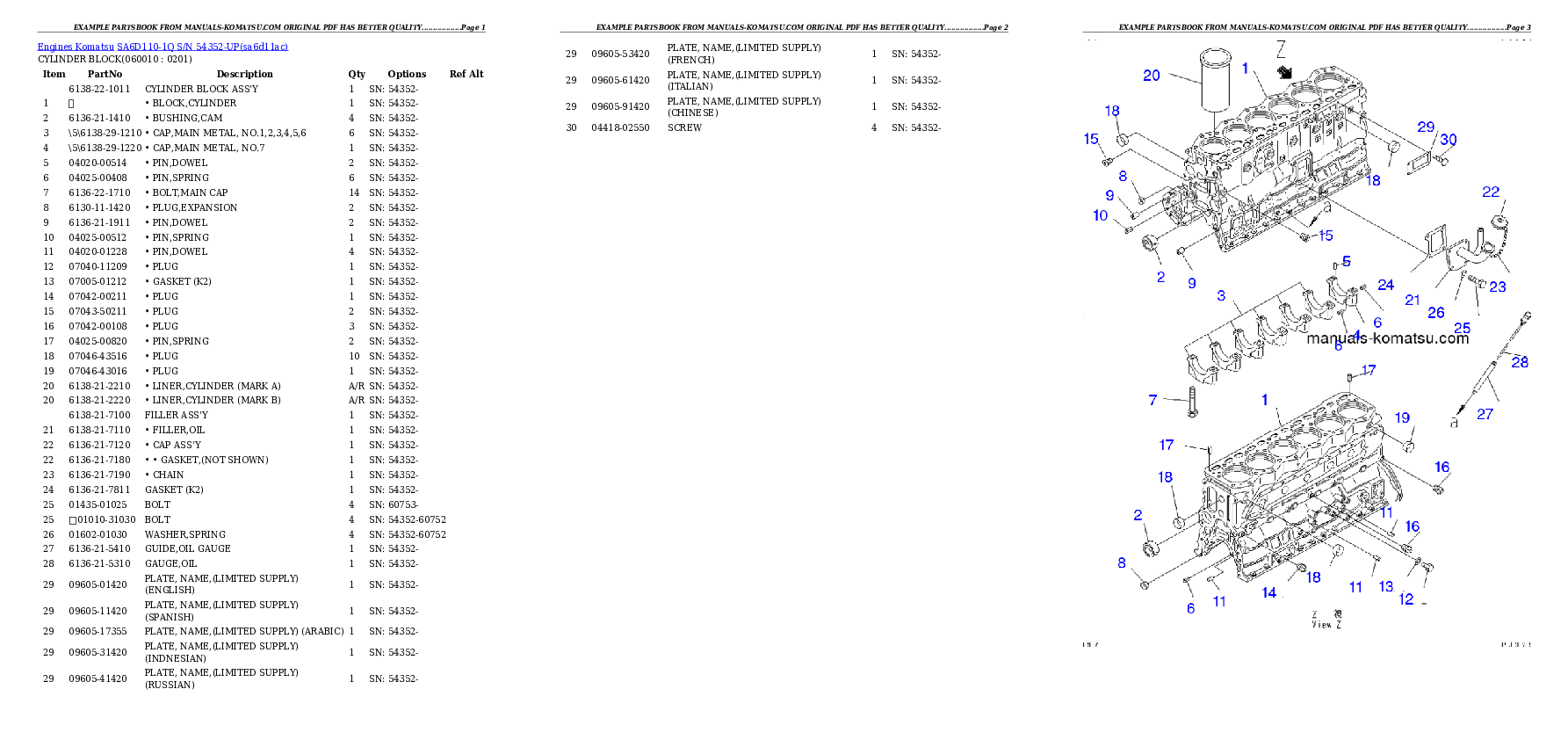 Protected: SA6D110-1Q S/N 54352-UP Partsbook