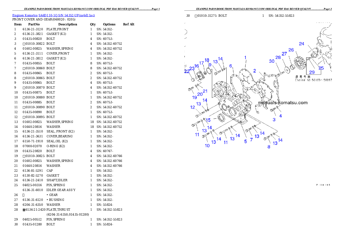 Protected: SA6D110-1Q S/N 54352-UP Partsbook