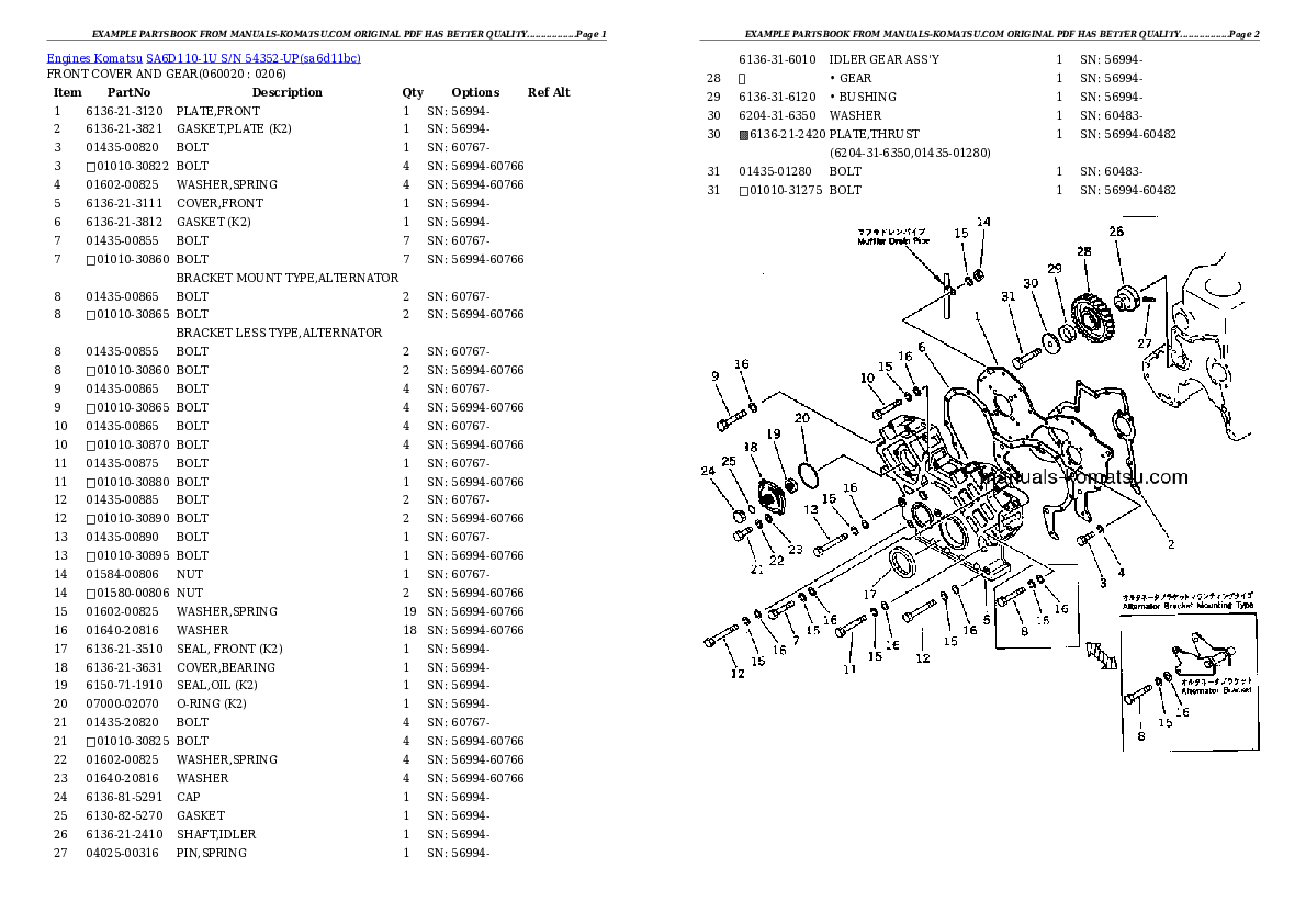 Protected: SA6D110-1U S/N 54352-UP Partsbook